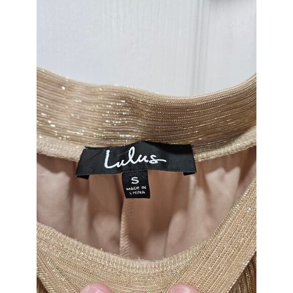 Lulus Jovial Occasion Gold Metallic High Rise Maxi Skirt Lined Size S - Picture 2 of 8